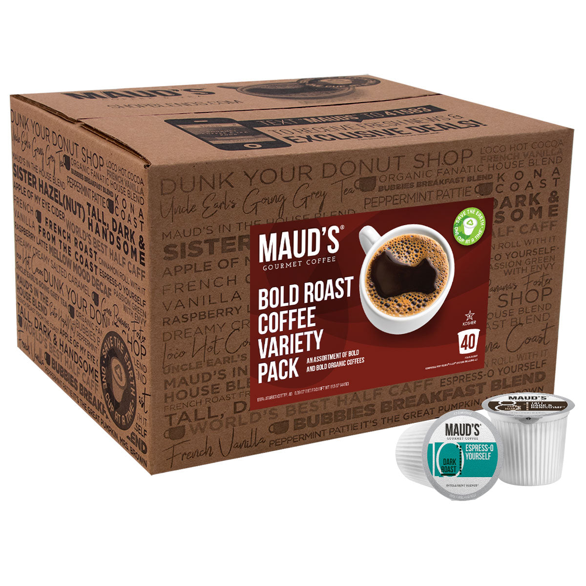 Maud's Bold & Dark Roast Coffee Pods Variety Pack (8 Blends) - 40 Pods