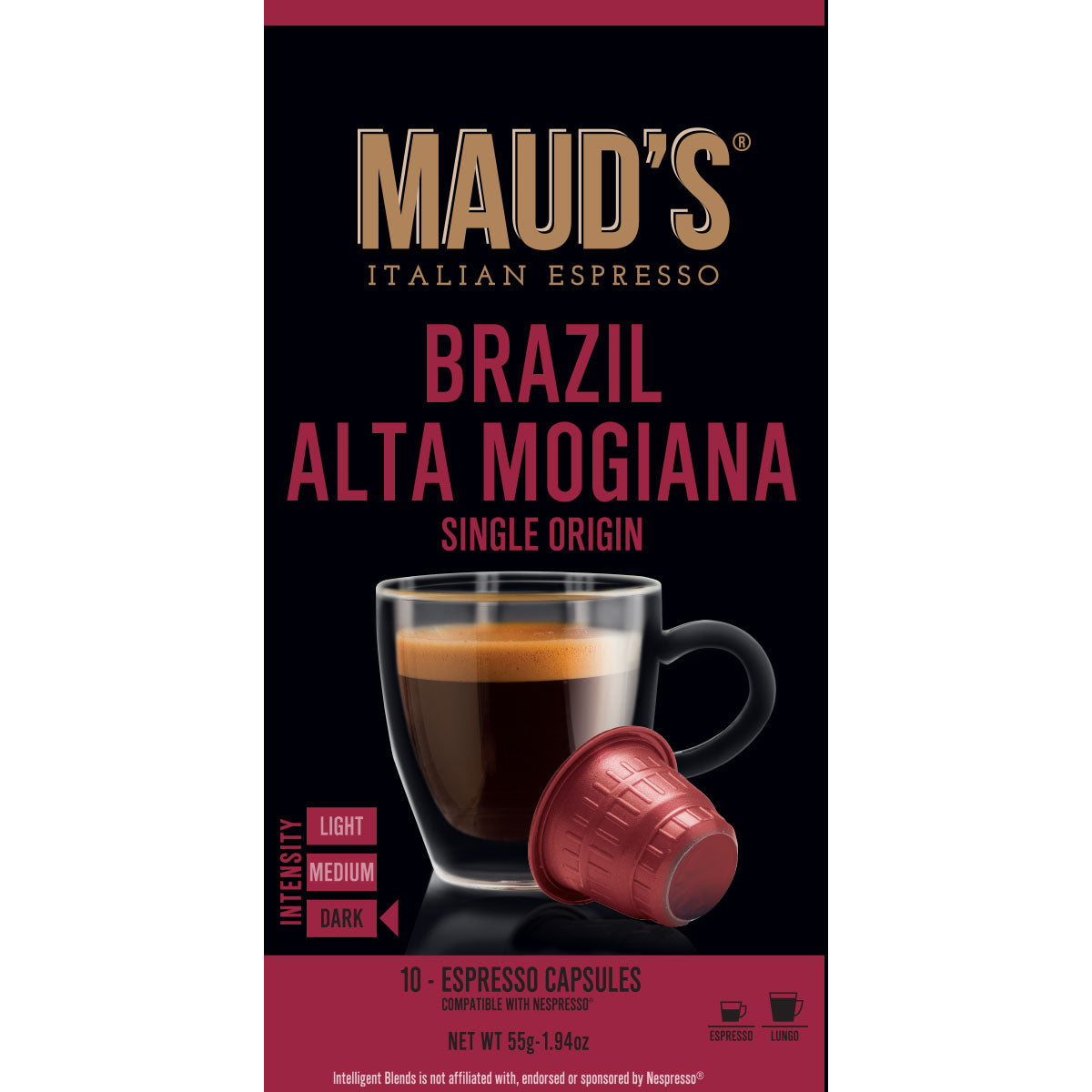 Maud's Brazil Alta Mogiana Italian Espresso Capsules