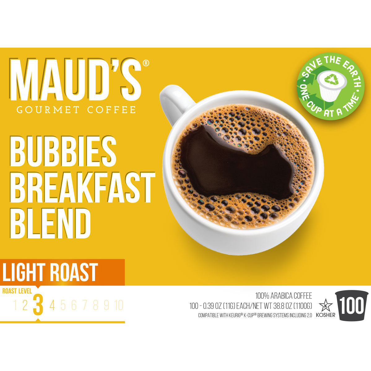 Maud's Breakfast Blend Light Roast Coffee Pods (Bubbies Breakfast Blend)