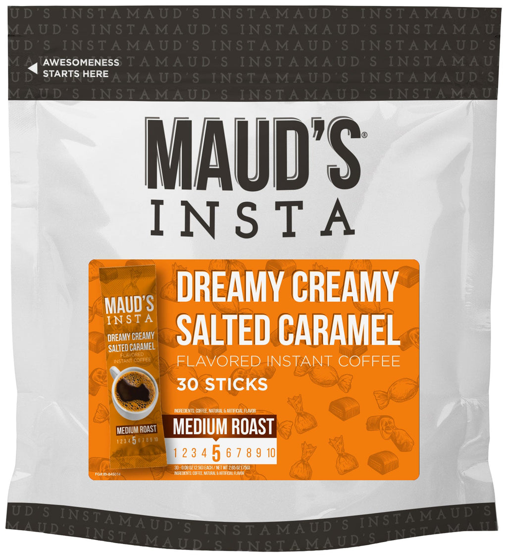 Maud's Instant Salted Caramel Flavored Coffee (Insta Dreamy Creamy Salted Caramel) - 30ct