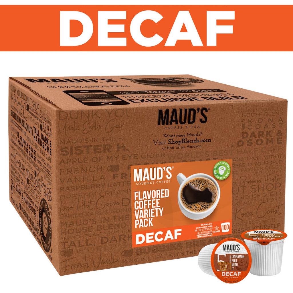 Maud's Decaf Flavored Coffee Pods Variety Pack (6 Blends) - 100 Pods