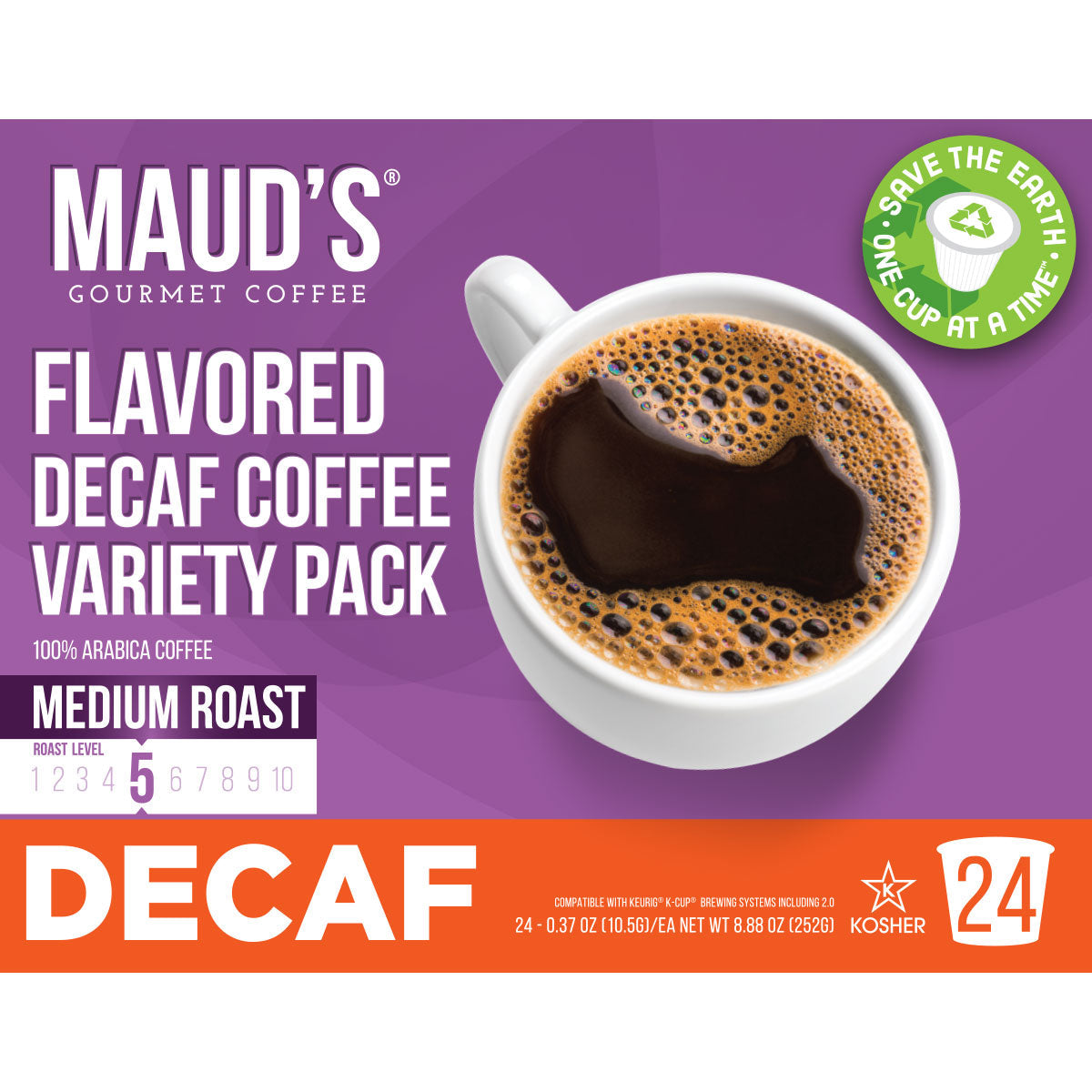 Maud's Decaf Flavored Coffee Pods Sampler Variety Pack (6 Flavors) - 24 Pods