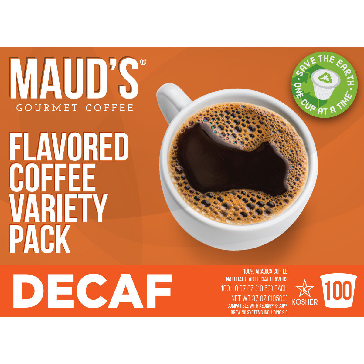 Maud's Decaf Flavored Coffee Pods Variety Pack (6 Blends) - 100 Pods
