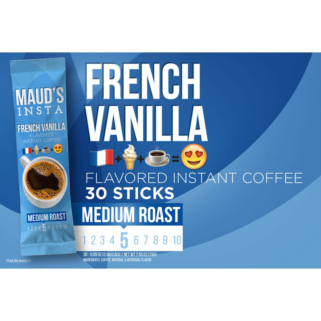 Maud's Instant French Vanilla Flavored Coffee (Insta French Vanilla) - 30ct
