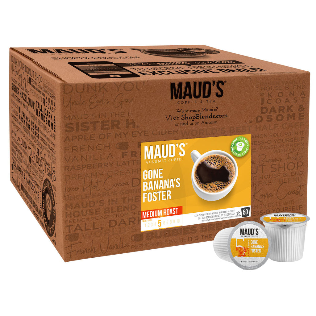 Maud's Banana Foster Flavored Roast Coffee Pods (Gone Banana's Foster)