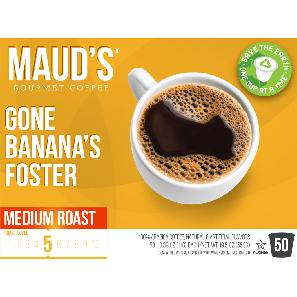 Maud's Banana Foster Flavored Roast Coffee Pods (Gone Banana's Foster)