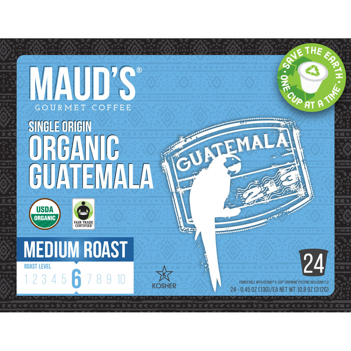 Maud's Organic Single-Origin Fair-Trade Guatemala Medium Roast Coffee Pods