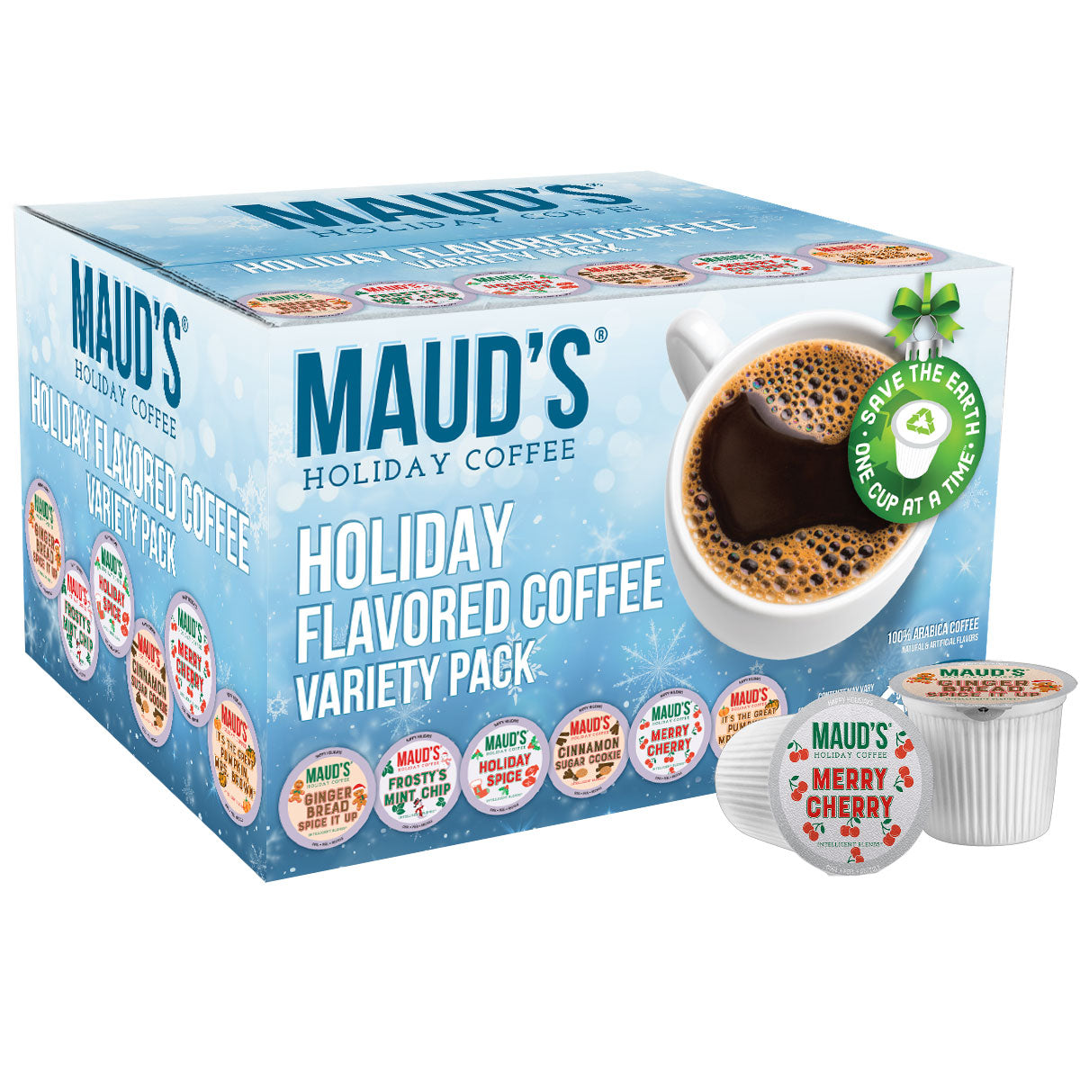 Maud's Winter Flavored Coffee Pods Holiday Variety Pack (6 Blends) - 42 Pods