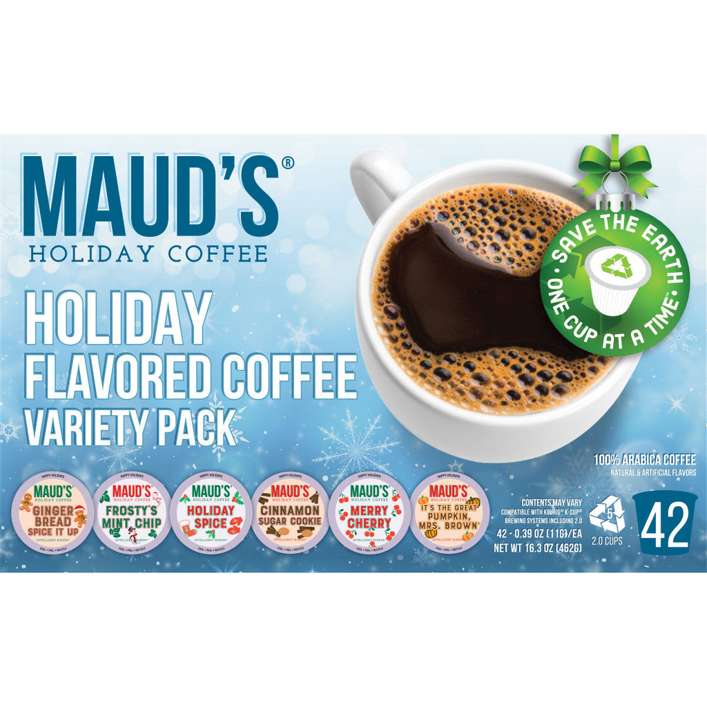Maud's Winter Flavored Coffee Pods Holiday Variety Pack (6 Blends) - 42 Pods