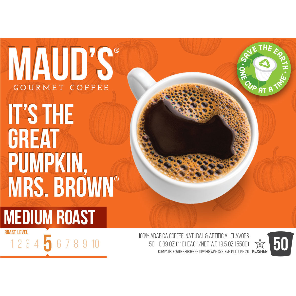Maud's Pumpkin Spice Flavored Coffee Pods  (It's The Great Pumpkin, Mrs. Brown)