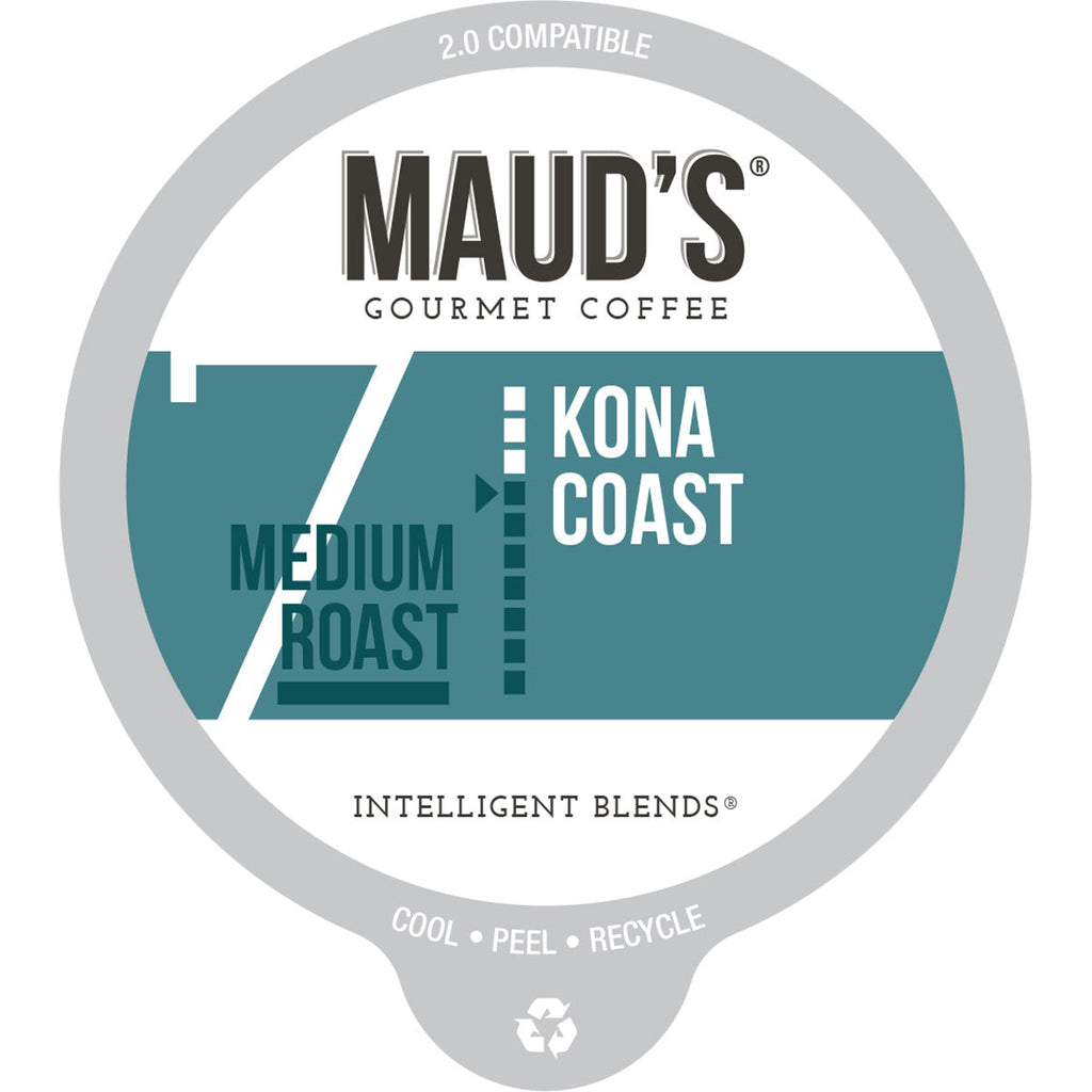 Maud's Kona Blend Medium Roast Dark Coffee Pods (Kona Coast)