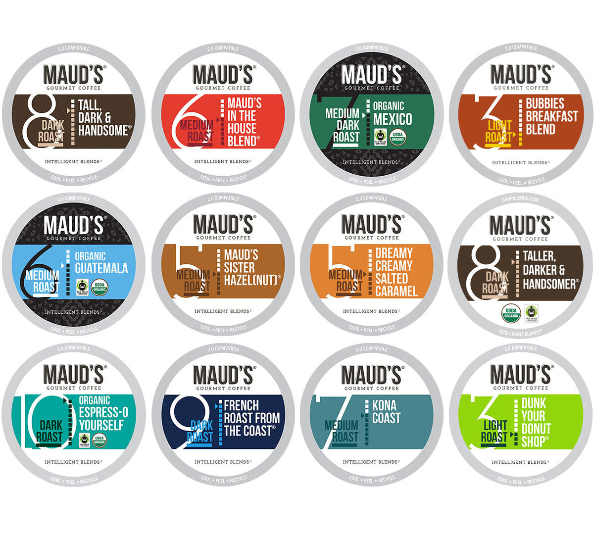 Maud's 12 Flavor Bulk Coffee Variety Pack (Variety Family Pack) - 136 Pods