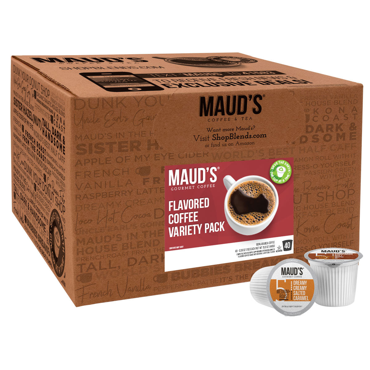 Maud's Flavored Coffee Pods Variety Pack (9 Blends) - 40 Pods