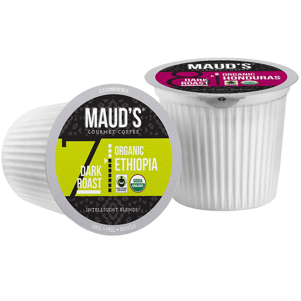Maud's Organic Fair-Trade Coffee Pods Variety Pack (8 Blends) - 56 Pods