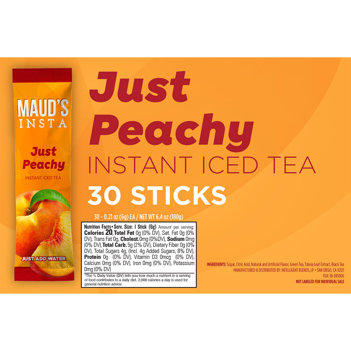 Maud's Instant Peach Iced Tea (Just Peachy) - 30ct