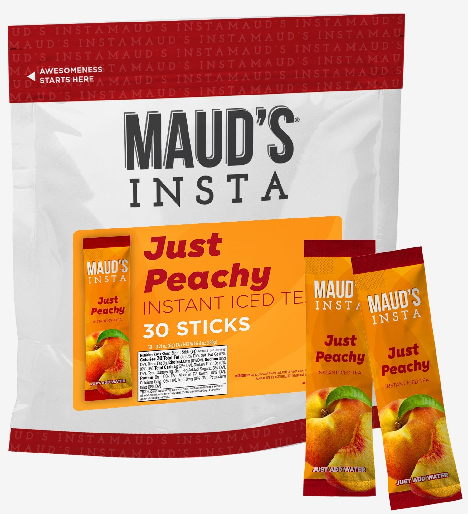 Maud's Instant Peach Iced Tea (Just Peachy) - 30ct