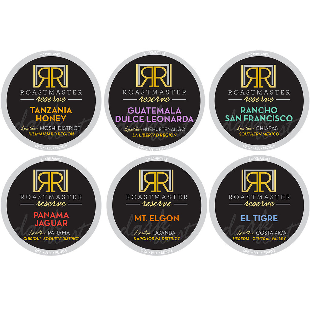 Roastmaster Reserve Dark Roast Variety Pack (6 Blends) - 40 Pods
