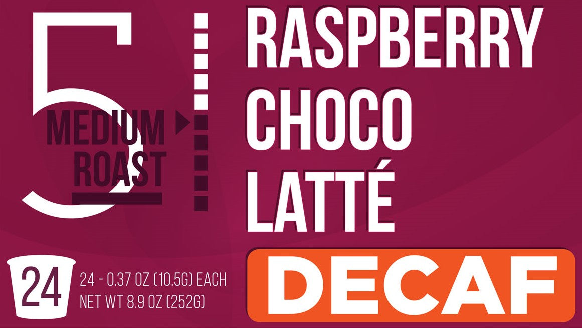 Maud's Decaf Raspberry Flavored Coffee Pods (Raspberry Choco Latte)