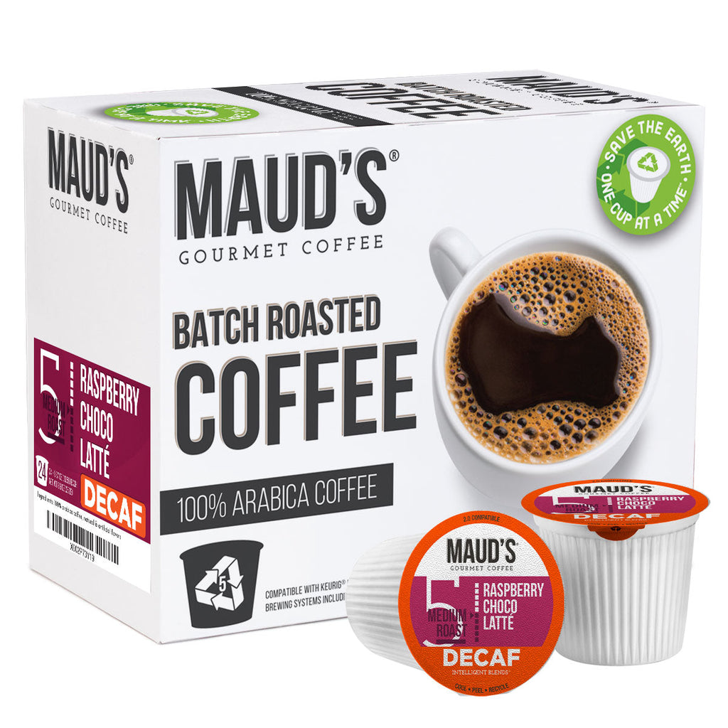 Maud's Decaf Raspberry Flavored Coffee Pods (Raspberry Choco Latte)