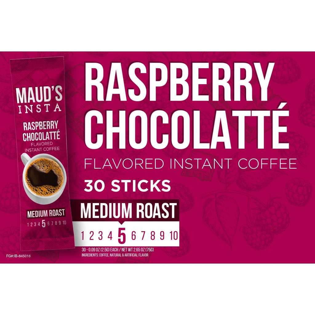 Maud's Instant Raspberry Chocolate Flavored Coffee (Insta Raspberry Choco-latte) - 30ct