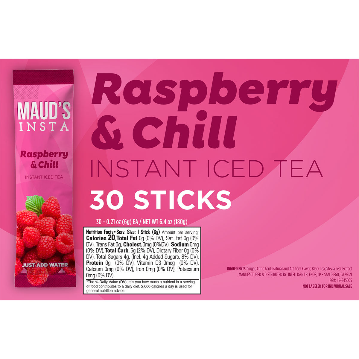 Maud's Instant Raspberry Iced Tea (Raspberry & Chill) - 30ct