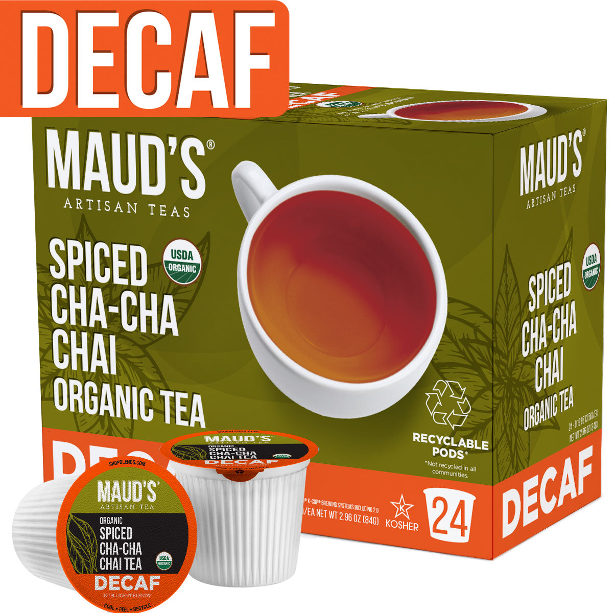 Maud's Organic Decaf Chai Tea Pods (Spiced Cha-Cha Chai)