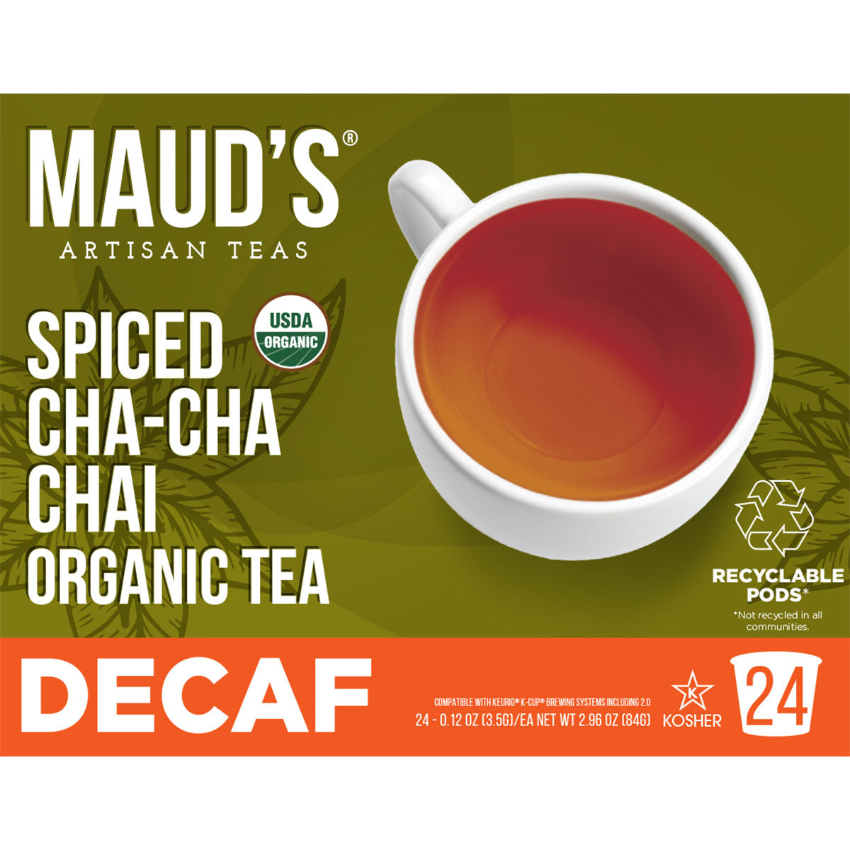 Maud's Organic Decaf Chai Tea Pods (Spiced Cha-Cha Chai)
