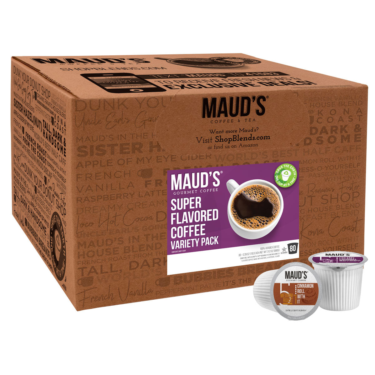Maud's Super Flavored Coffee Pods Variety Pack (16 Blends) - 80 Pods