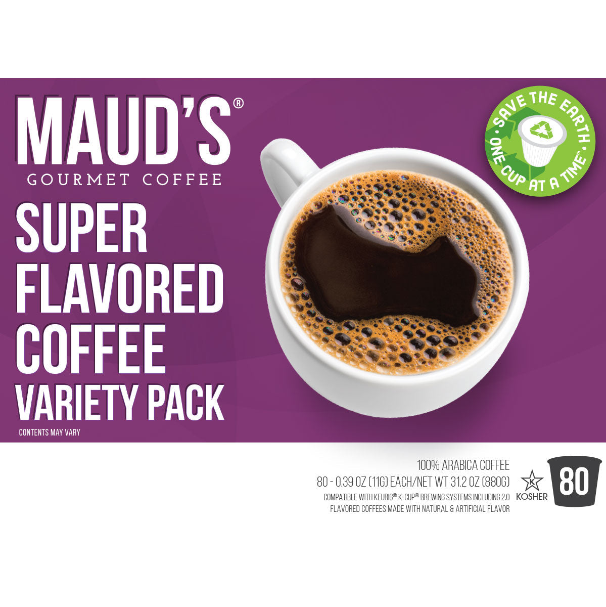 Maud's Super Flavored Coffee Pods Variety Pack (16 Blends) - 80 Pods