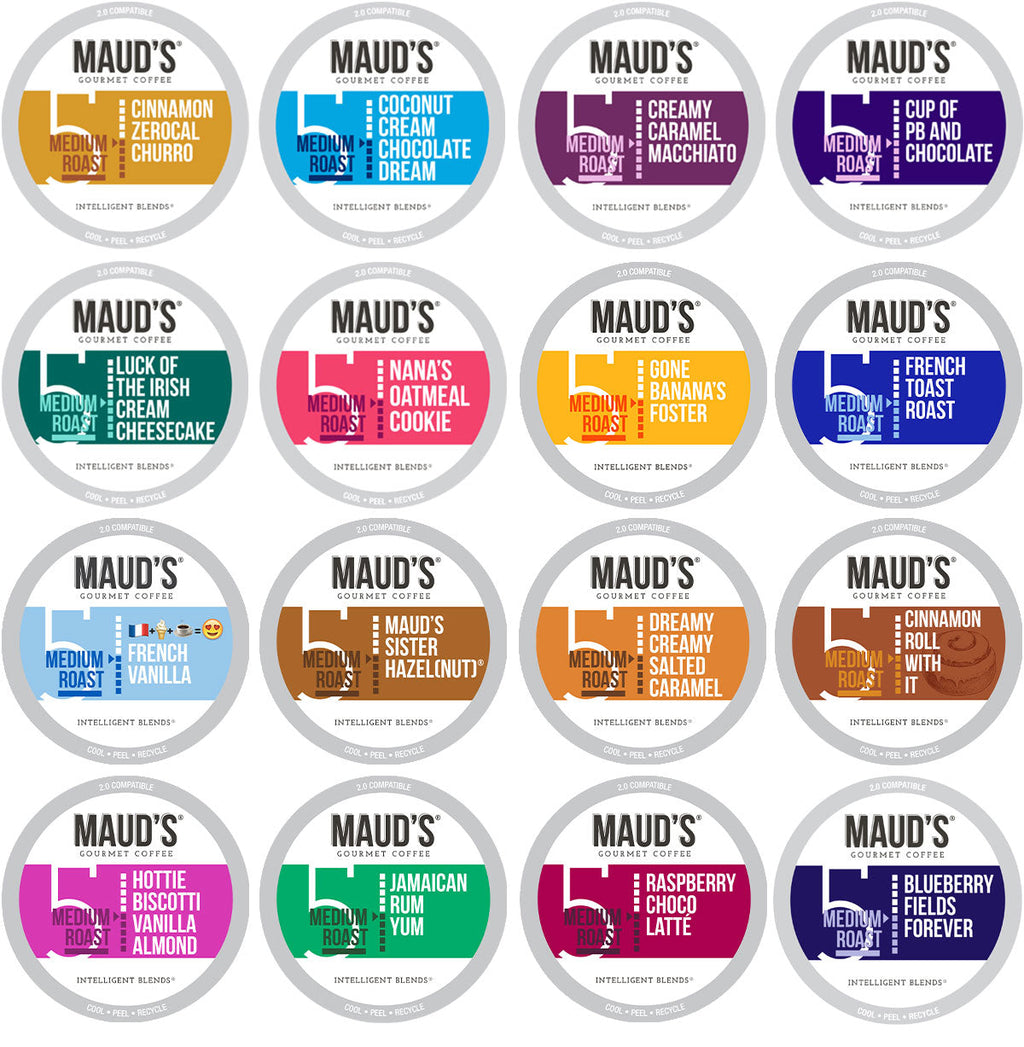Maud's Super Flavored Coffee Pods Variety Pack (16 Blends) - 80 Pods