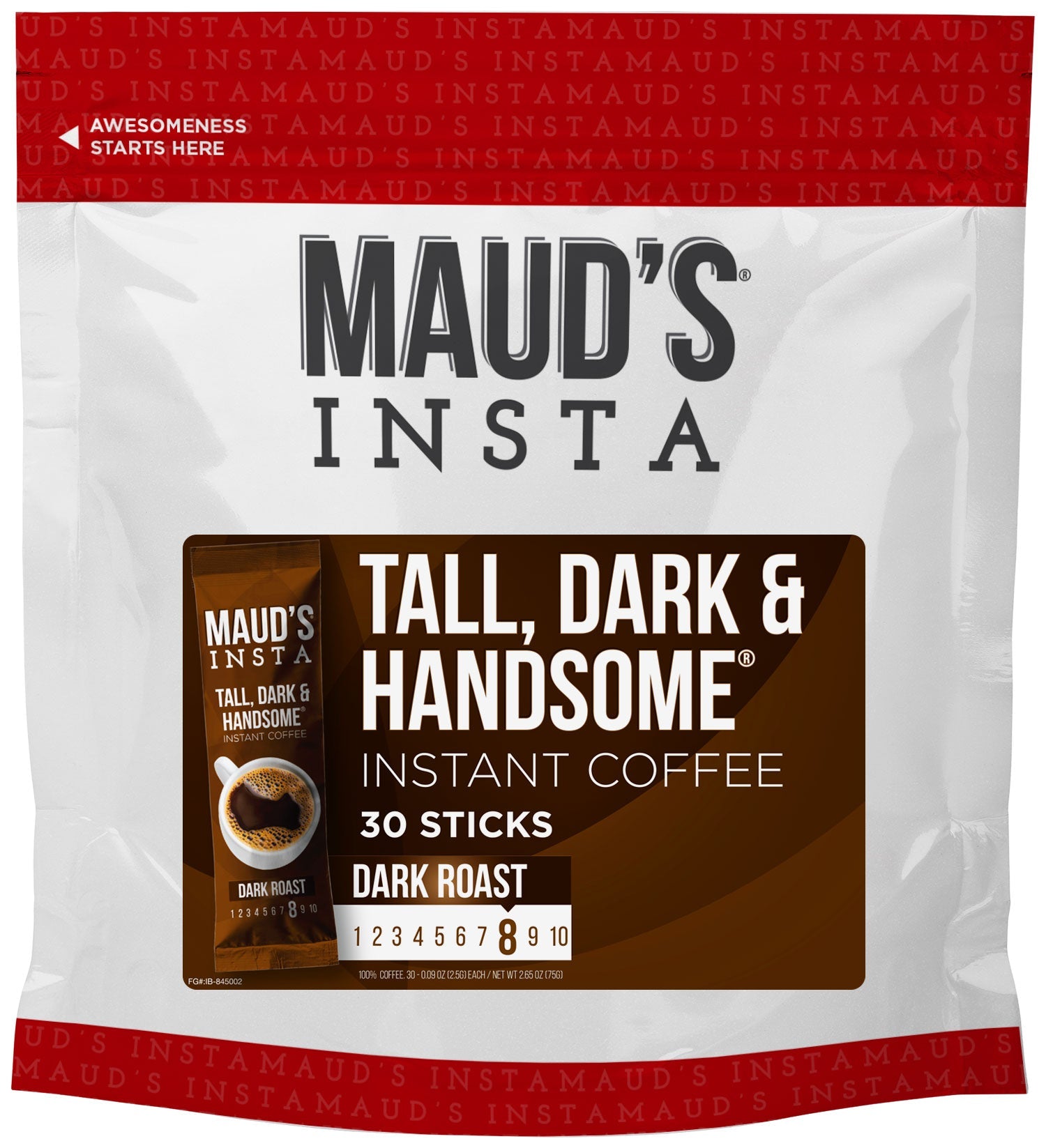 Maud's Instant Dark Roast Coffee (Insta Tall, Dark & Handsome) - 30ct