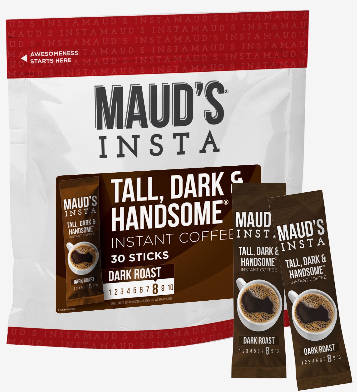 Maud's Instant Dark Roast Coffee (Insta Tall, Dark & Handsome) - 30ct