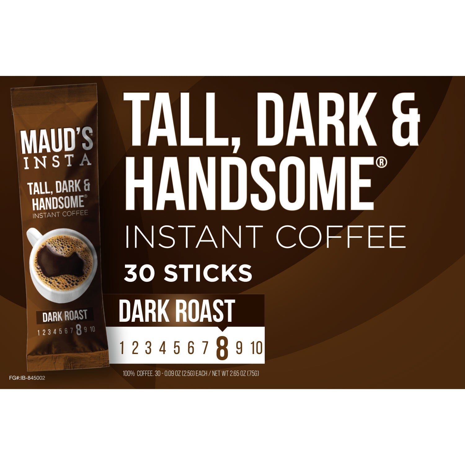 Maud's Instant Dark Roast Coffee (Insta Tall, Dark & Handsome) - 30ct