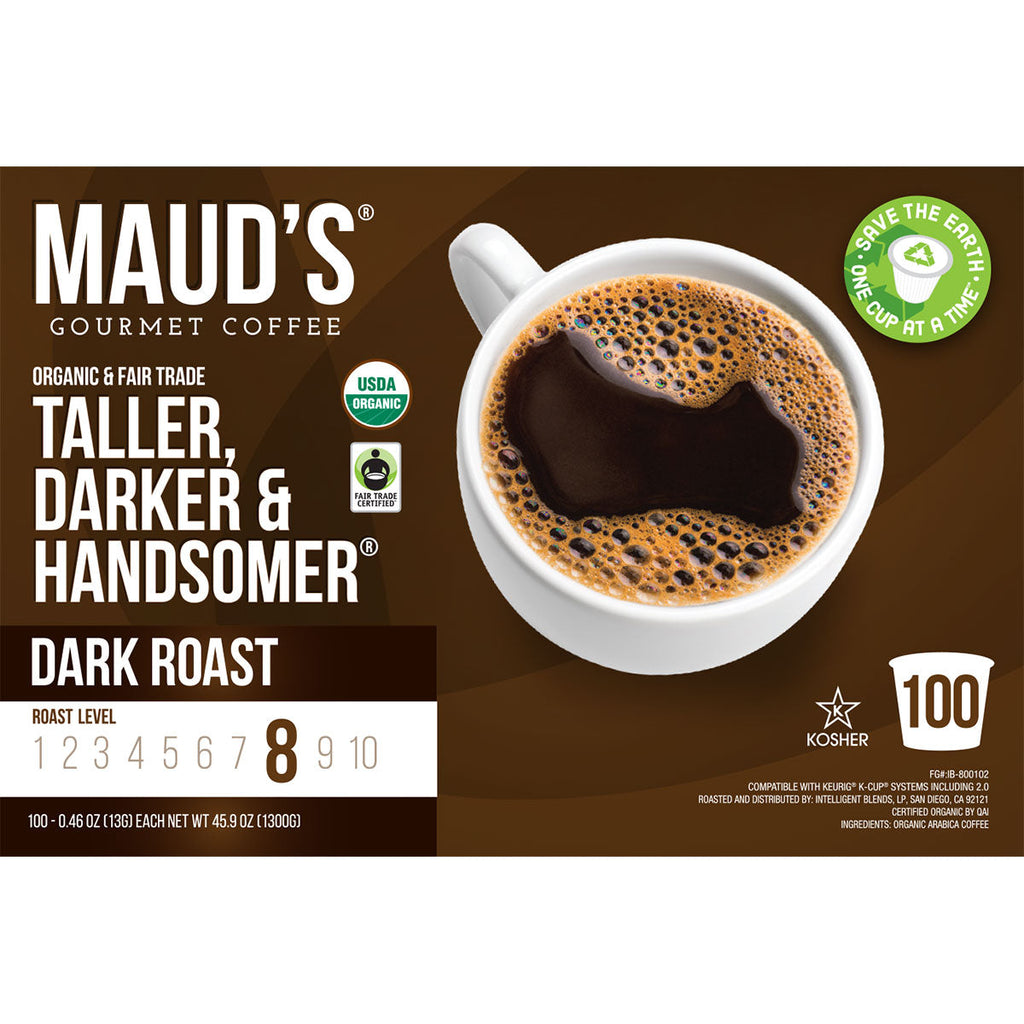 Maud's Organic Dark Roast Coffee Pods (Taller, Darker, Handsomer)